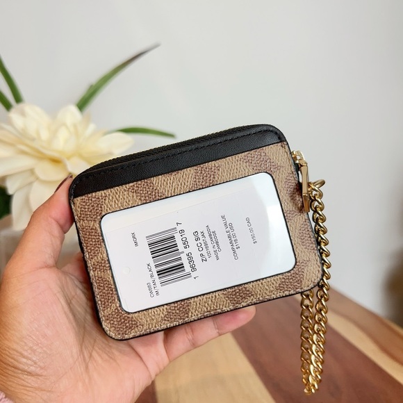 NWT Coach Zip Card Case In Signature Canvas - Picture 4 of 6